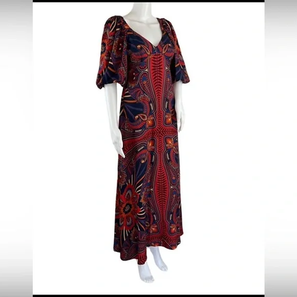 FARM Rio Red and Blue Midi Dress - Picture 5 of 8